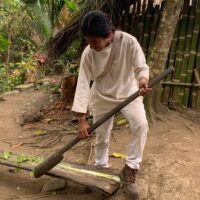 Sacando fribra de fique ( Maguey)